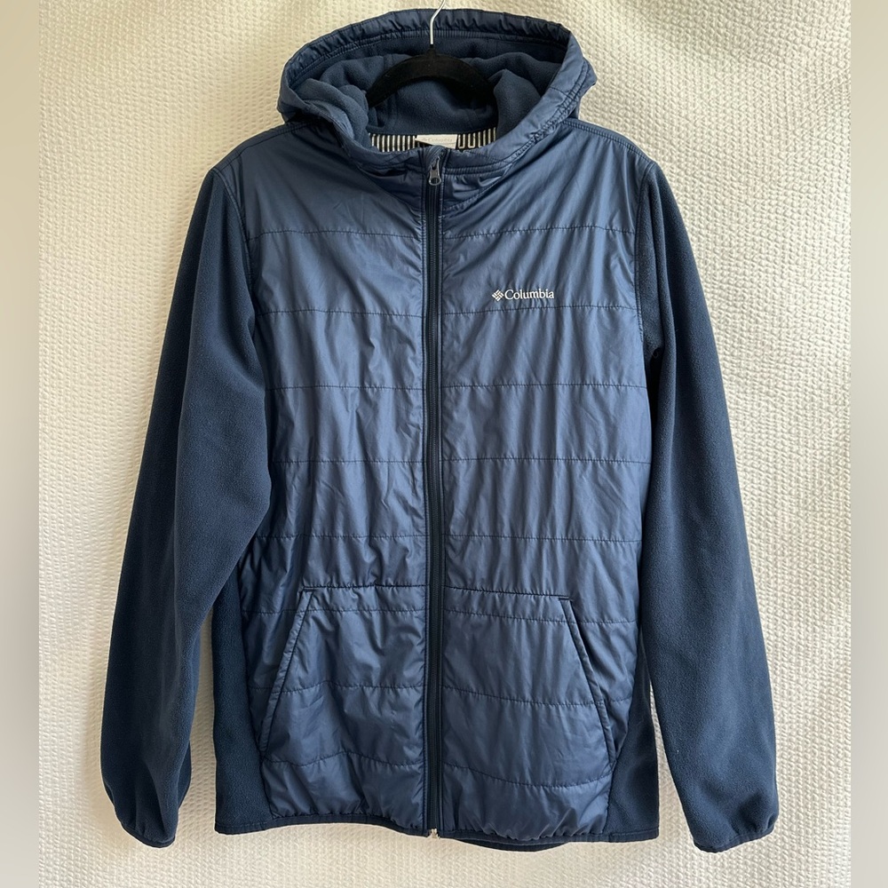 Columbia Ascender Men’s Blue Puffer Fleece Hooded Jacket Size: Medium
